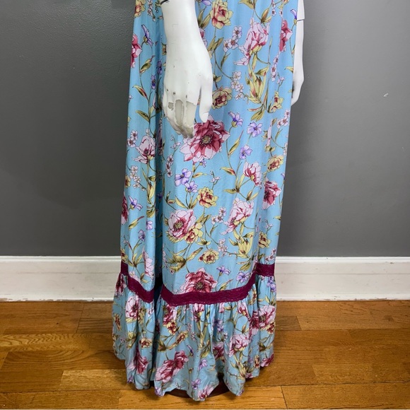 Miss June dress size small maxi crochet halter floral cottagecore beach boho - Picture 6 of 15